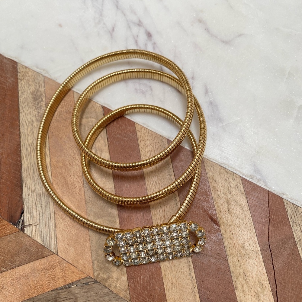 Vintage - Goldtone Slinky Belt with Crystal Buckle